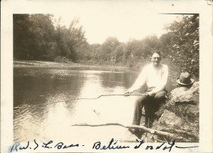 "Rev. T. L. Bess - Believe it or Not" and on the back: "Taking a respite from duty"