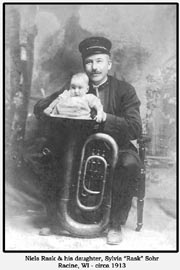 Niels Rask and his daughter, Syliva "Rask" Sohr, Racine, WI, circa 1913