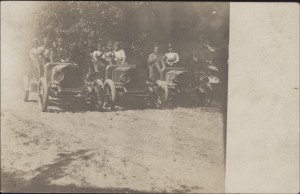 Three Mitchell cars at Silver Lake, 1909