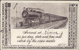 Train arrival postcard, 1907 