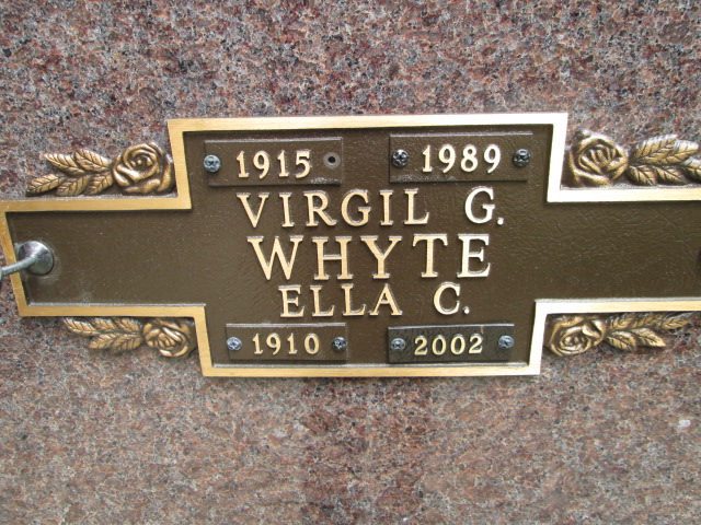 Virgil G. Whyte, 1915-1989
Ella C Whyte, 1910-2002