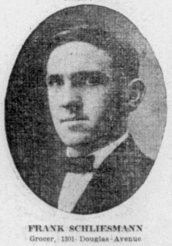 Racine Journal-News, September 15, 1913. Frank Schliesmann would be 18 years old in this portrait. Grocer, 1301 Douglas Avenue